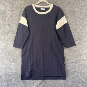 Madewell Mini Dress Medium Navy Blue Varsity Shift T-Shirt Long Sleeve